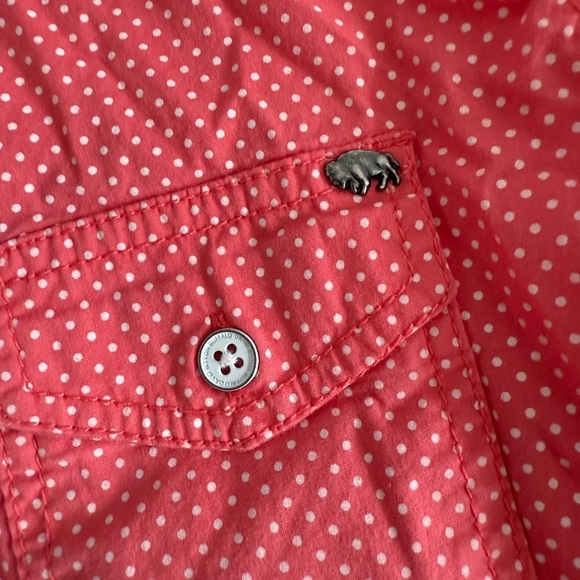DAVID BITTON BUFFALO Pink Coral White Polka Dot Shirt Casual Button Up Fitted S - Picture 2 of 5